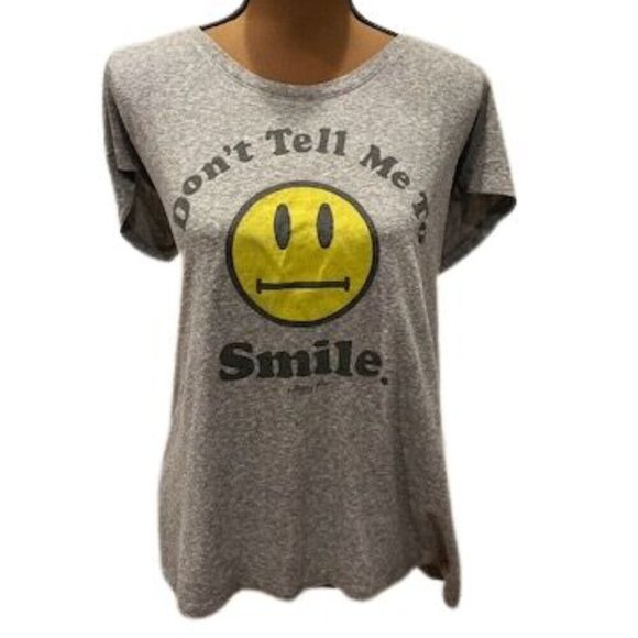 AVA & VIV “Don’t Tell Me To Smile” T-Shirt in Grey – Size 1X - Picture 1 of 6